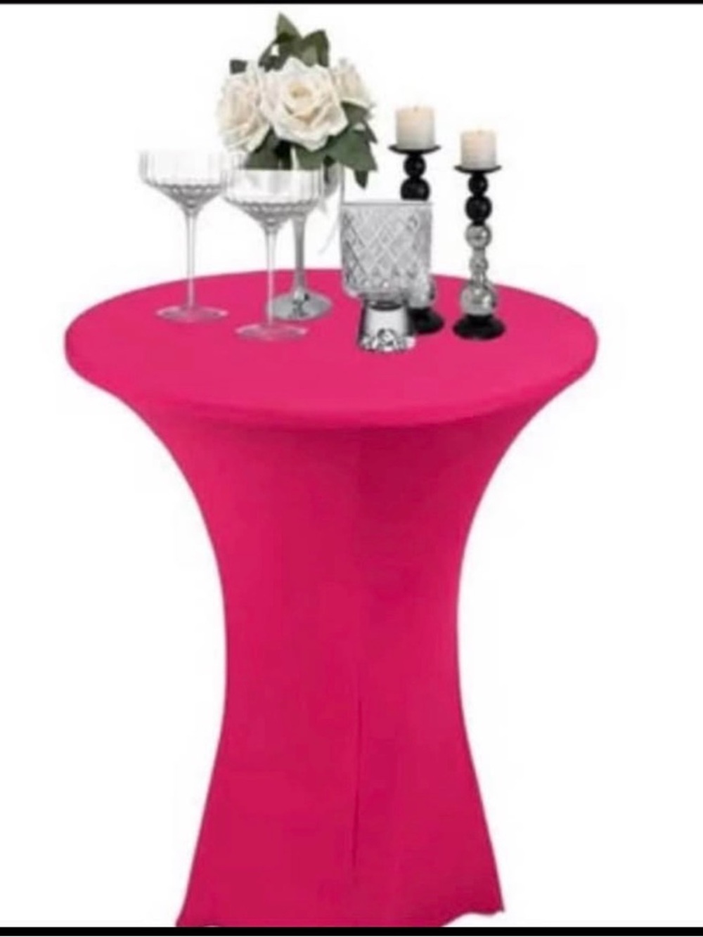 6 Bright Pink Stretch High Top Cocktail Table Covers - brand new in package